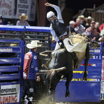 Rodeo action at the Kitsap Fair & Stampede on Thursday, Aug 22, 2024.