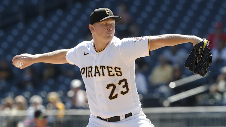 Sep 14, 2023; Pittsburgh, Pennsylvania, USA; Pittsburgh Pirates starting pitcher Mitch Keller (23)