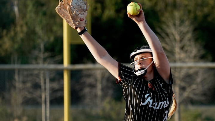 Riverview's Allison Cole (#22). Riverview who hosted Sarasota won 7-6 after Sarasota tied the game at 6 all sending the game into a extra inning.