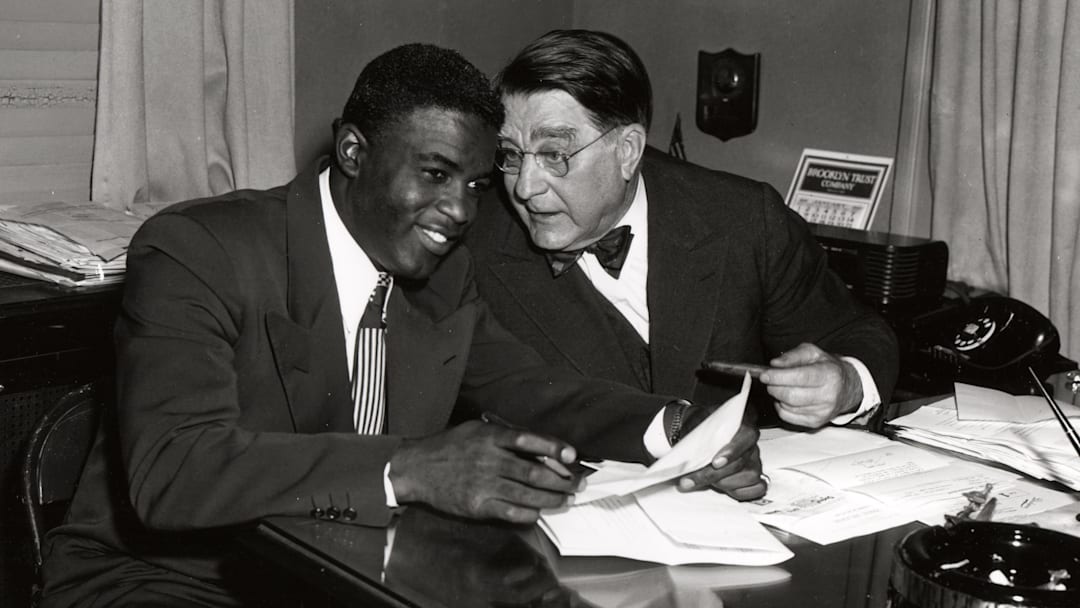 Jackie Robinson Signs with Branch Rickey 1949