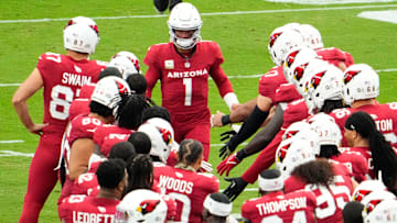Nov 12, 2023; Glendale, AZ, USA; Arizona Cardinals quarterback Kyler Murray (1) makes 2023 debut