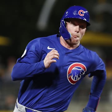 Aug 27, 2024; Pittsburgh, Pennsylvania, USA;  Chicago Cubs center fielder Pete Crow-Armstrong (52) runs the bases against the Pittsburgh Pirates during the fifth inning at PNC Park. 