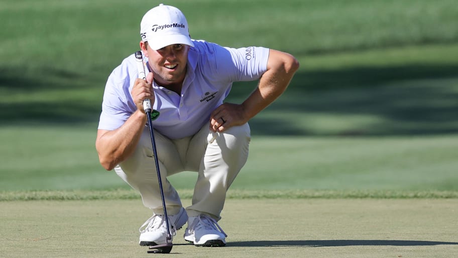 Pierceson Coody lines up a putt on the third green during the second round of the Valspar Championship 