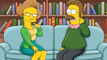 THE SIMPSONS: When Ned finds out that Edna's been with many of Springfield's men, he begins to have reservations about his new romance in "The Ned-Liest Catch" season finale episode of THE SIMPSONS airing Sunday, May 22 (8:00-8:30 PM ET/PT) on FOX. THE SIMPSONS ª and © 2011 TTCFFC ALL RIGHTS RESERVED.