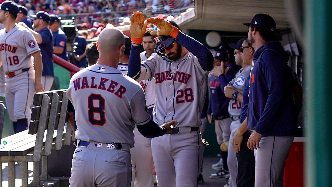 Houston Astros shortstop Braden Shewmake and first baseman Christian Walker.