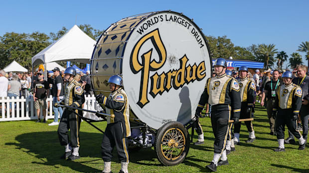 Purdue's massive drum before a bowl game against LS
