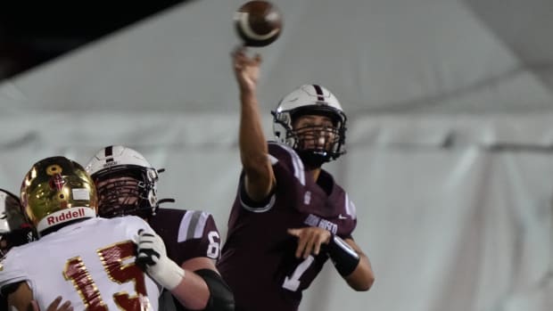 Devin Sisler of Don Bosco throws a pass in the first half as Bergen Catholic defeated Don Bosco 38-15