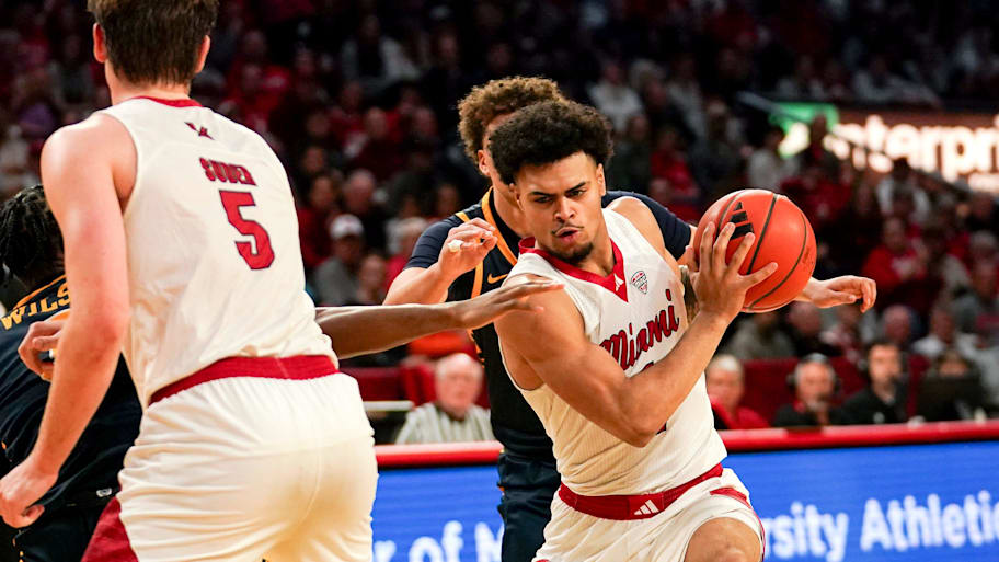 RedHawks guard Trey Perry handles the ball against Toledo on Tuesday.