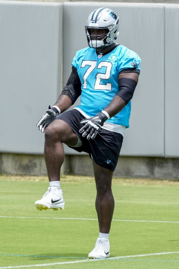 Carolina Panthers offensive tackle Taylor Moton during minicamp