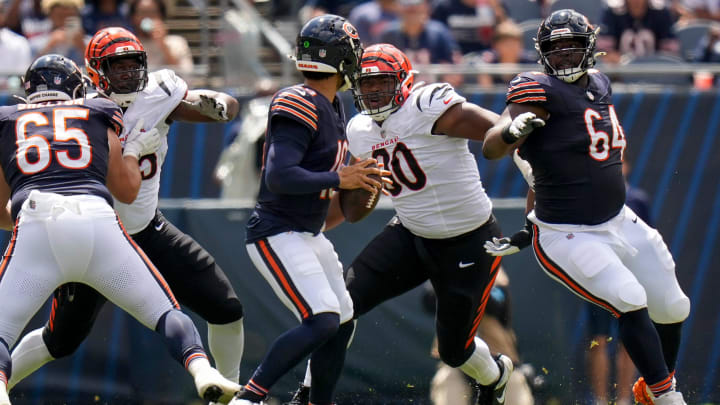 The Bears can't afford to have scenes like this one from preseason, with rookie Caleb Williams being pressured up the middle.