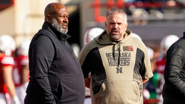 Maryland Terrapins head coach Mike Locksley and Nebraska Cornhuskers head coach Matt Rhule