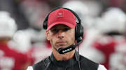 Arizona Cardinals head coach Jonathan Gannon walks the sidelines as his team plays the Jacksonville Jaguars at State Farm Stadium on Nov. 23, 2025.