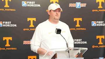 Tennessee head coach Josh Heupel speaks after the Orange & White spring game, Saturday, April 12, 2025.