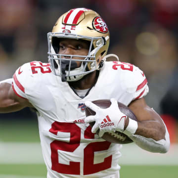 Dec 8, 2019; New Orleans, LA, USA; San Francisco 49ers running back Matt Breida (22) runs against the New Orleans Saints in the second half at the Mercedes-Benz Superdome. The 49ers won, 48-46. Mandatory Credit: Chuck Cook-USA TODAY Sports