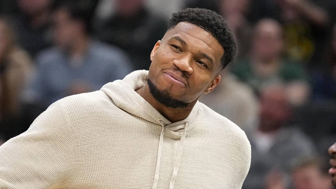 Apr 10, 2026; Milwaukee, Wisconsin, USA; Milwaukee Bucks forward Giannis Antetokounmpo reacts following a play during the second quarter against the Brooklyn Nets at Fiserv Forum. Mandatory Credit: Jeff Hanisch-Imagn Images Apr 10, 2026; Milwaukee, Wisconsin, USA; Milwaukee Bucks forward Giannis Antetokounmpo reacts following a play during the second quarter against the Brooklyn Nets at Fiserv Forum. Mandatory Credit: Jeff Hanisch-Imagn Images