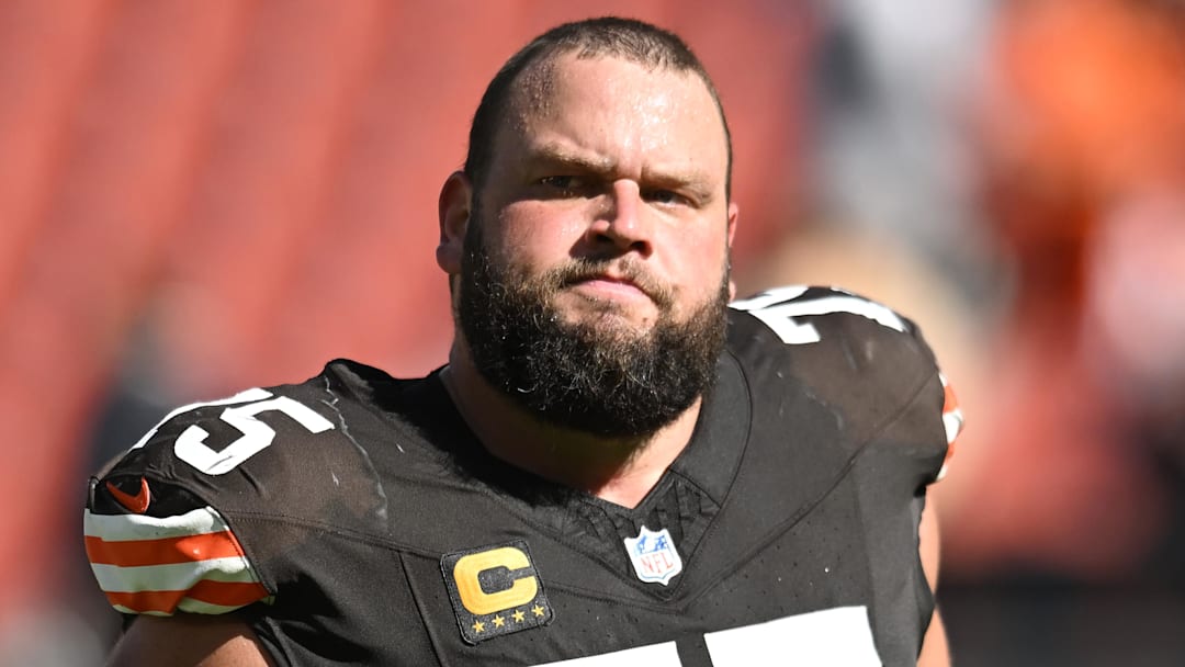 Cleveland Browns guard Joel Bitonio at Huntington Bank Field.