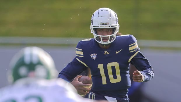 University of Akron quarterback Tahj Bullock 