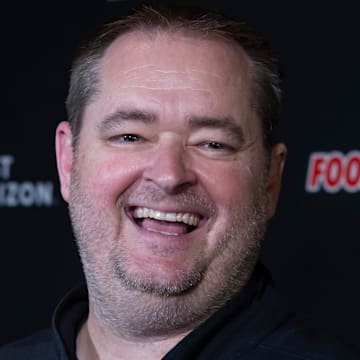University of Tennessee Volunteers head football coach Josh Heupel speaks with members of the media during the Nashville stop for University of Tennessee's 2025 Big Orange Caravan event Wednesday, April 30, 2025 at GEODIS Park.
