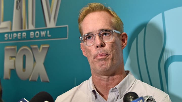 Joe Buck speaks with the media during Fox Sports media day at the Miami Beach convention center.