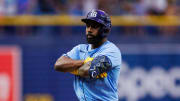 Tampa Bay outfielder Randy Arozarena poses after hitting a home run. He was traded to the Seattle Mariners on Friday.