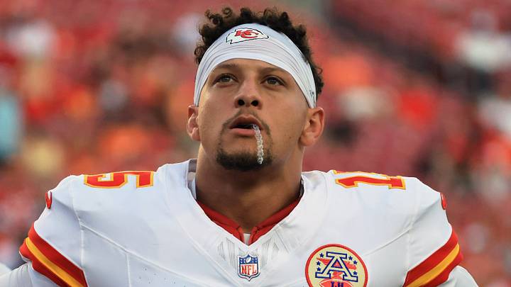 Aug 22, 2026; Tampa, Florida, USA;  Kansas City Chiefs quarterback Patrick Mahomes (15) against the Tampa Bay Buccaneers prior to the game at Raymond James Stadium.  Mandatory Credit: Kim Klement Neitzel-Imagn Images