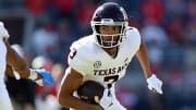 Nov 4, 2023; Oxford, Mississippi, USA; Texas A&M Aggies wide receiver Noah Thomas (3) runs after a catch during the first half against the Mississippi Rebels at Vaught-Hemingway Stadium.
