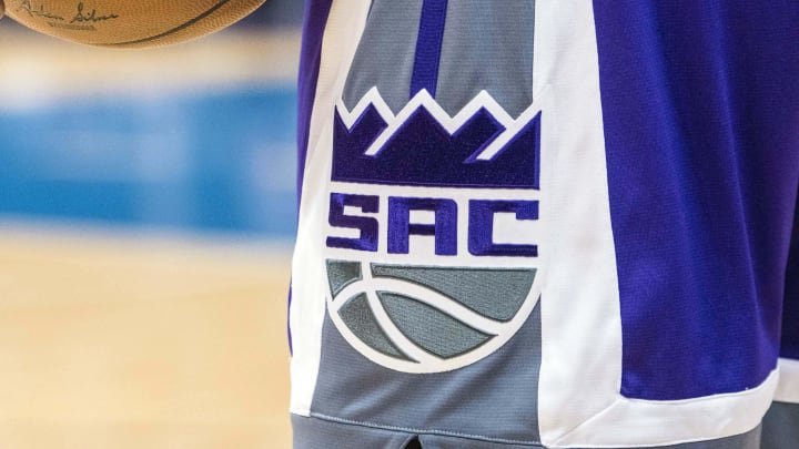 Dec 7, 2016; Dallas, TX, USA; A view of the Sacramento Kings logo and basketball before the game between the Dallas Mavericks and the Kings at the American Airlines Center. Mandatory Credit: Jerome Miron-USA TODAY Sports