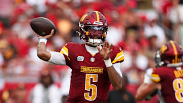 Washington Commanders QB Jayden Daniels Mandatory Credit: Nathan Ray Seebeck-Imagn Images