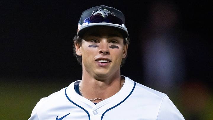 Nov 9, 2025; Mesa, AZ, USA; Seattle Mariners outfielder Jonny Farmelo during the Arizona Fall League Fall Stars Game at Sloan Park. Mandatory Credit: Mark J. Rebilas-Imagn Images
