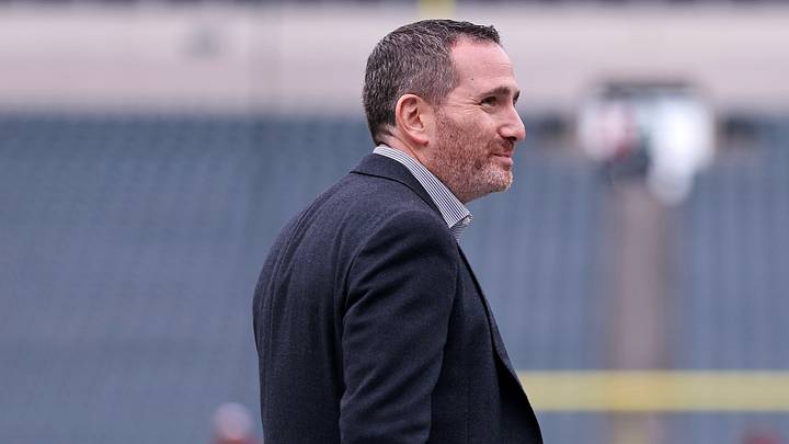 Jan 26, 2025; Philadelphia, PA, USA; Philadelphia Eagles general manager Howie Roseman looks on before the NFC Championship game at Lincoln Financial Field. Mandatory Credit: Bill Streicher-Imagn Images