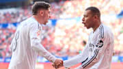 Kylian Mbappé (right) could not contain his excitement when Fede Valverde scored the winner for Real Madrid.