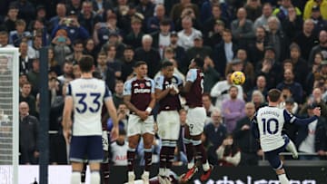 James Maddison curls home a free kick against Aston Villa earlier in the season 