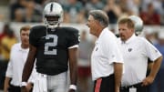 Aug 6, 2006; Canton, OH, USA;  Oakland Raiders offensive coordinator Tom walsh talks with