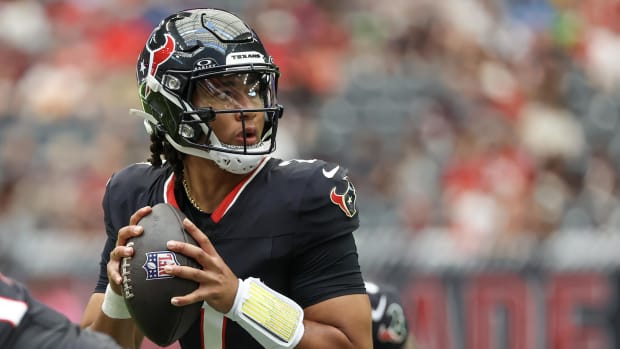  Houston Texans quarterback C.J. Stroud drops back to pass against the New York Giants.