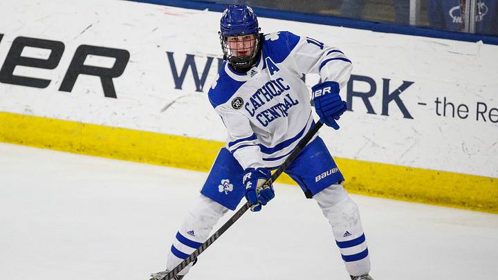 2026 NHL Draft prospect Brooks Rogowski while playing for Detroit Catholic Central High School in Michigan