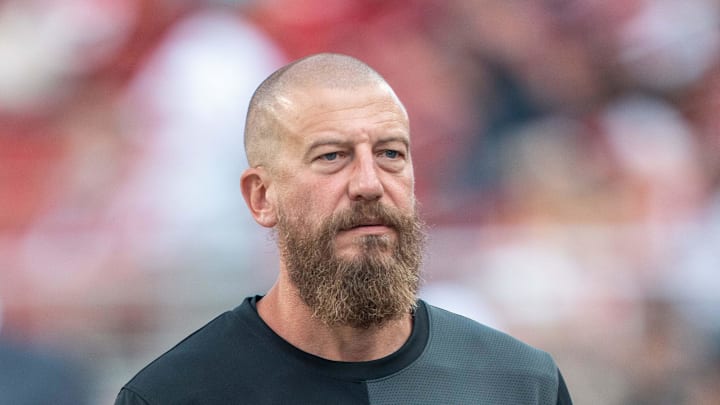 New Seattle Seahawks offensive coordinator Brian Fleury walks the field