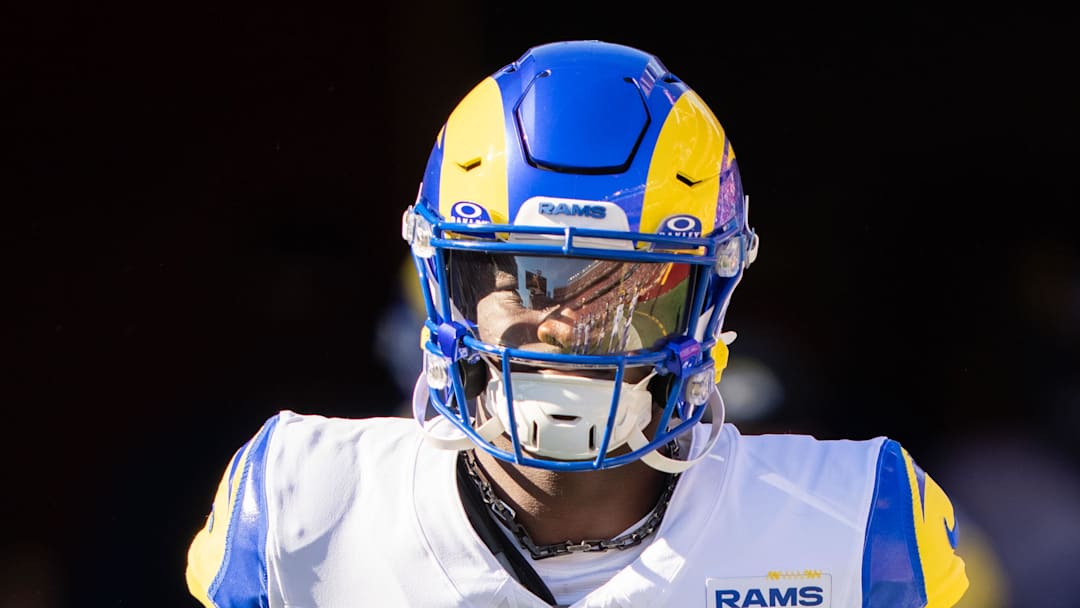 November 9, 2025; Santa Clara, California, USA; Los Angeles Rams cornerback Roger McCreary (25) before the game against the San Francisco 49ers at Levi's Stadium. Mandatory Credit: Kyle Terada-Imagn Images