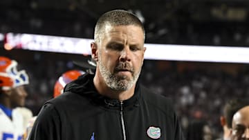 Oct 11, 2025; College Station, Texas, USA; Florida Gators head coach Billy Napier walks off the field after the game against the Texas A&M Aggies at Kyle Field. Mandatory Credit: Maria Lysaker-Imagn Images 
