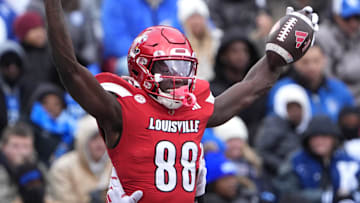 Louisville’s Jaleel Skinner celebrates scoring a touchdown with Mahamane Moussa against Kentucky in the Governor’s Cup.
November 29, 2025