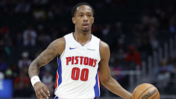 Oct 6, 2024; Detroit, Michigan, USA;  Detroit Pistons forward Ron Holland II (00): Rick Osentoski-Imagn Images