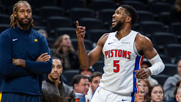 Nov 29, 2024; Indianapolis, Indiana, USA; Detroit Pistons guard Malik Beasley (5): Trevor Ruszkowski-Imagn Images