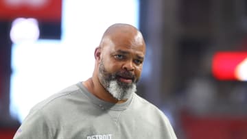 Sep 8, 2019; Glendale, AZ, USA; Detroit Lions defensive line coach Bo Davis against the Arizona Cardinals at State Farm Stadium. Mandatory Credit: Mark J. Rebilas-USA TODAY Sports