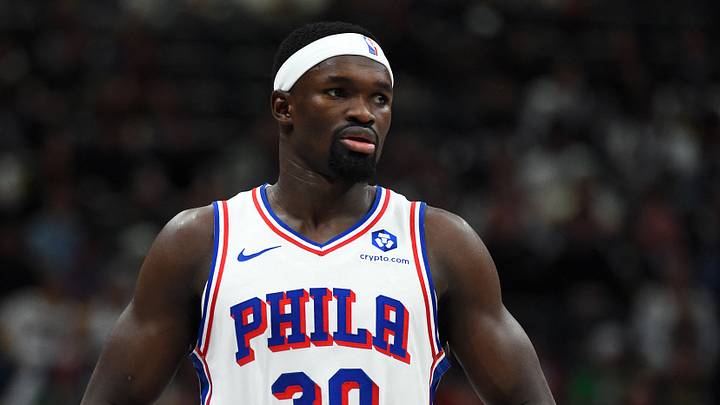 Mar 17, 2026; Denver, Colorado, USA; Philadelphia 76ers center Adem Bona (30) after a timeout during the first half against the Denver Nuggets at Ball Arena. Mandatory Credit: Christopher Hanewinckel-Imagn Images