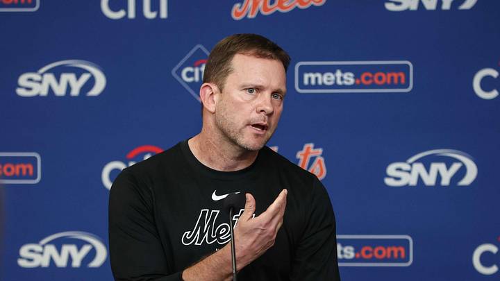 Sep 4, 2026; New York City, New York, USA;  New York Mets interim manager Andy Green (70) speaks to members of the media prior to the game against the San Francsico Giants at Citi Field.  Mandatory Credit: Wendell Cruz-Imagn Images