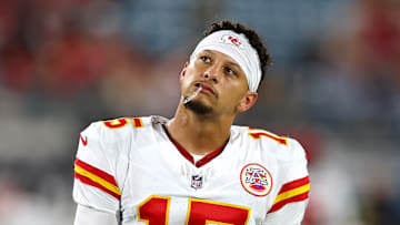 Patrick Mahomes during the Chiefs' 31-28 loss to the Jacksonville Jaguars on Monday Night