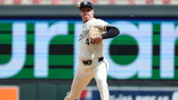 Minnesota Twins pitcher Cole Sands (44) delivers a pitch against the Kansas City Royals during the ninth inning at Target Field. 