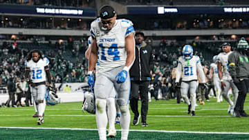 Lions star Amon-Ra St. Brown appeared to suffer a right leg injury early in Thursday's Thanksgiving game against the Packers.