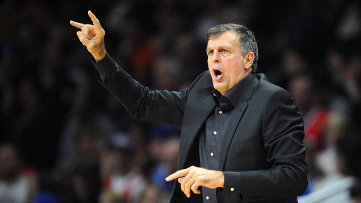 November 7, 2015; Los Angeles, CA, USA; Houston Rockets head coach Kevin McHale watches game action against Los Angeles Clippers during the first half at Staples Center. Mandatory Credit: Gary A. Vasquez-Imagn Images
