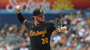Pittsburgh Pirates starting pitcher Paul Skenes (30) pitches against the Philadelphia Phillies during the fourth inning at PNC Park on June 8, 2025.