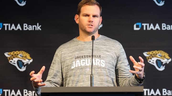 Jul 27, 2023; Jacksonville, FL, USA;  Jacksonville Jaguars offensive coordinator Press Taylor.